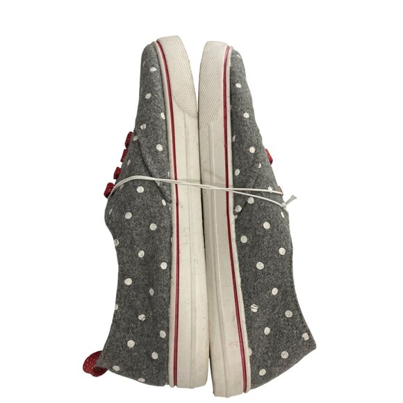 Disney Minnie Mouse women Size 8 Gray Polka Dot Sneakers red sparkle laces NWT - Picture 6 of 9